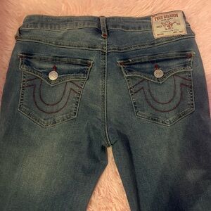 True Religion Women's Medium Blue Bootcut Jeans with Signature Back Pockets
